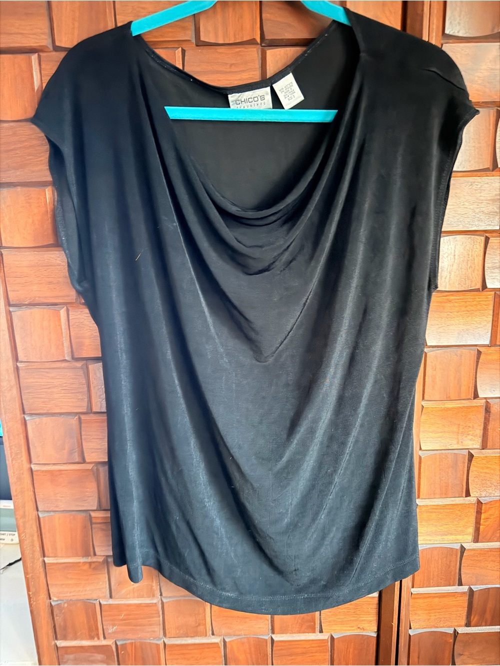 Chico's Black Draped Cowl Neck Blouse